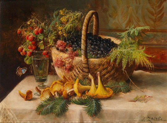 Картина Корзина с фруктами и грибы - Зацка Ханс 