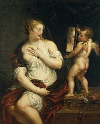 Картина Венера перед зеркалом - Рубенс Питер Пауль 