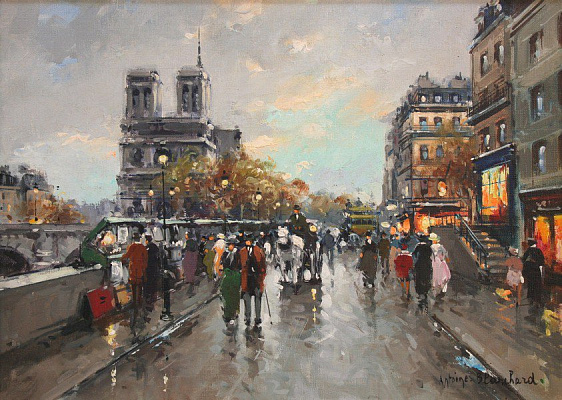 Картина Улицы Парижа - Бланшар Антуан 