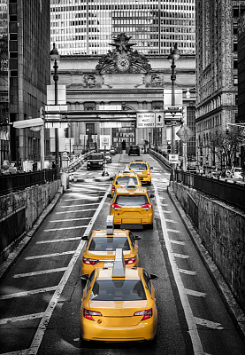 Картина Таксі в Нью-Йорку - Чорно-біле 