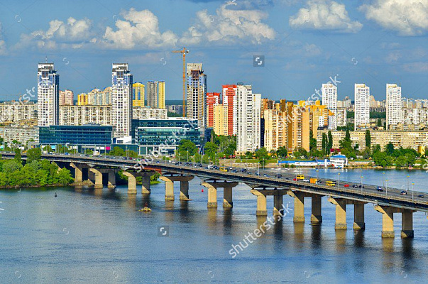 Картина Міст Патона у Києві - Місто 