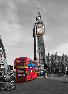 Картина Лондон. Тауэр и автобус - Город 