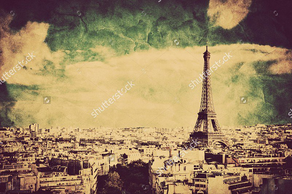 Картина Париж в стиле ретро - Город 