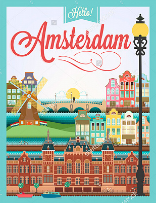 Картина Путешетвие в Амстердам - Мотивационные постеры и плакаты 