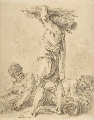 Мужчина, несущий трофеи на плече