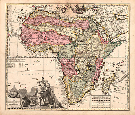 Картина Старая карта Африки 1740г - Карты на стену 