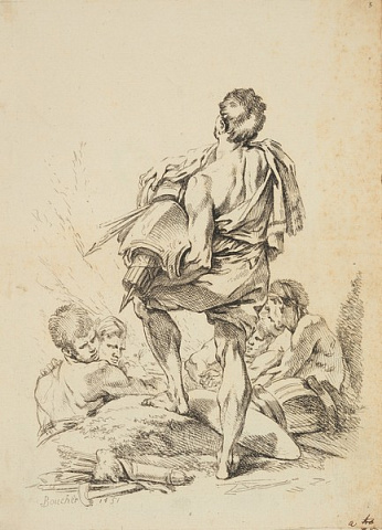 Мужчина, держащий трофеи на колене