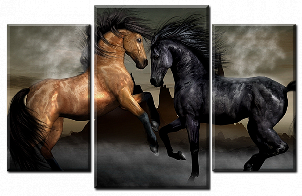 Картина Два коні - З трьох частин 