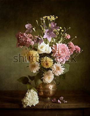 Картина Букет с георгинами - Цветы 