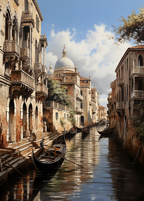Картина В одном из каналов Венеции - Искусственый Интеллект 