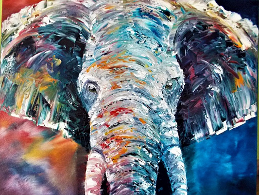 Картина Разноцветный слон - Картины в гостиную 