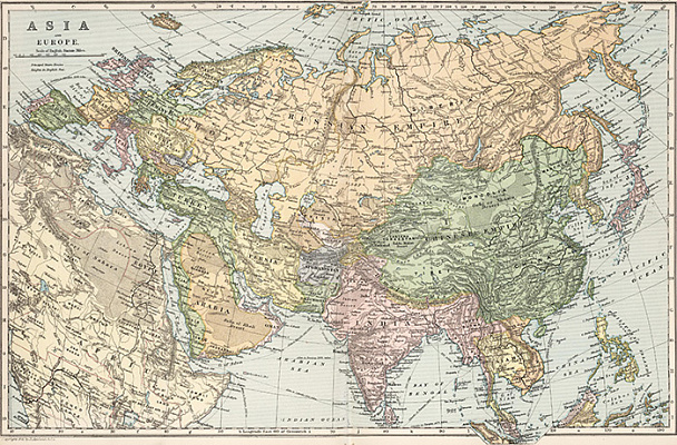 Картина Карта Євразії 1 - Карти на стіну 