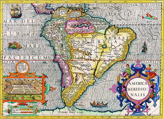 Картина Карта Південної Америки - Карти на стіну 