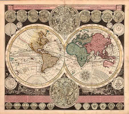 Картина Старовинна карта світу 1700 - Карти на стіну 