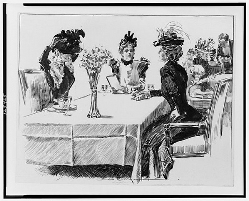 Картина Чарльз Д. Гибсон - Три женщины в ресторане - Разное 