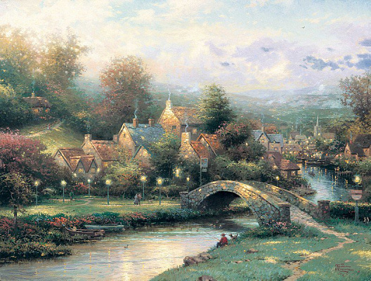 Картина Деревня в свете ламп - Кинкейд Томас 