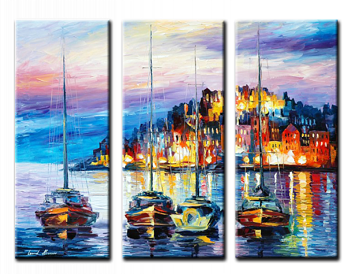 Картина Афремов Леонід - Вечірня гавань - З трьох частин 