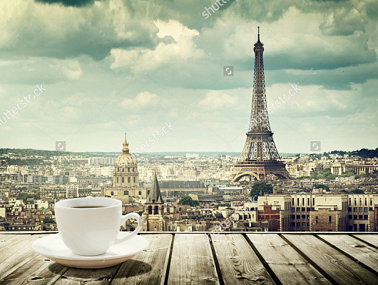 Картина Кофе с видом на Париж - Город 