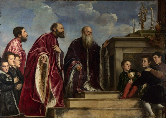 Картина Семейство Вендрамин поклоняется истинному Крестун - Вечеллио Тициан 