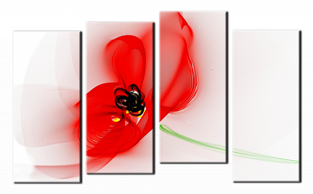 Картина Красный цветок - Из четырех частей 