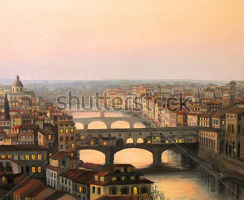 Картина Захід сонця над Понте-Веккіо у Флоренції - Станчов Кирило 