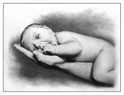 Картина Новорожденный - Картины карандашом 