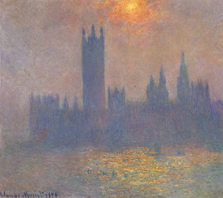 Будівля парламенту. Ефект сонячного світла у тумані