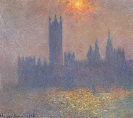 Картина Будівля парламенту. Ефект сонячного світла у тумані - Моне Клод 