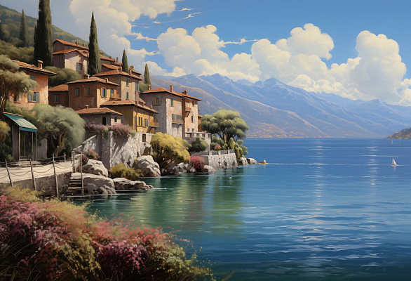 Картина Итальянский пейзаж - Искусственый Интеллект 