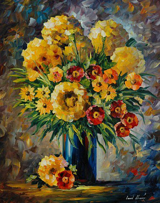 Картина Желтые и красные цветы - Афремов Леонид 