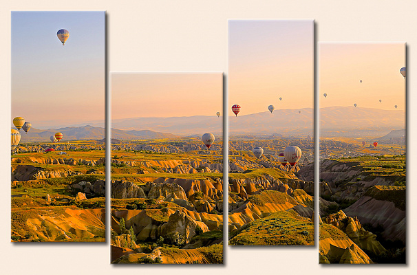 Картина Пейзаж с воздушными шарами - Из четырех частей 