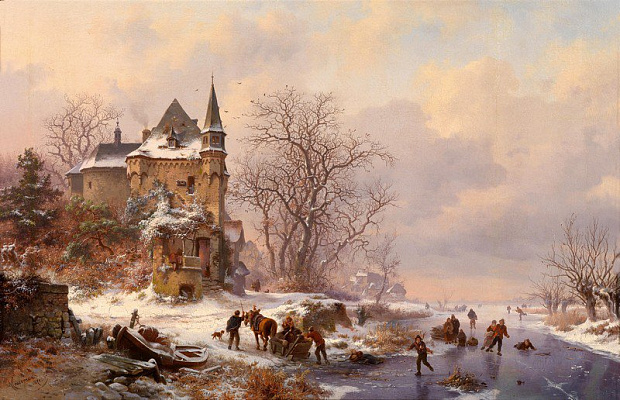 Картина Зимний каток - Пейзаж 