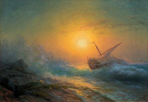 Картина Бурное море на закате 1896 - Айвазовский Иван 