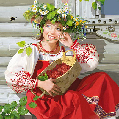 Картина Українка з кошиком - Жіночі національні 