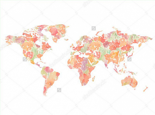 Картина Цветочная карта мира - Карты на стену 