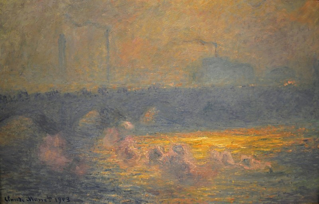 Картина Мост Ватерлоо, эффект солнечного света с туманом - Моне Клод 