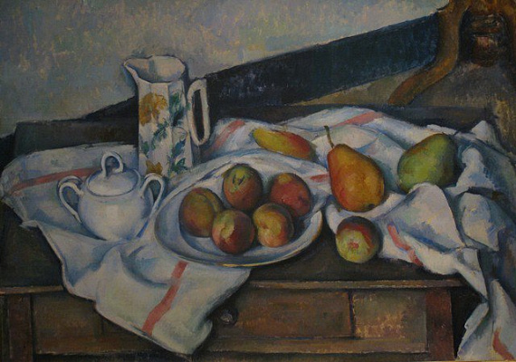 Картина Натюрморт с персиками и грушами - Сезанн Поль 