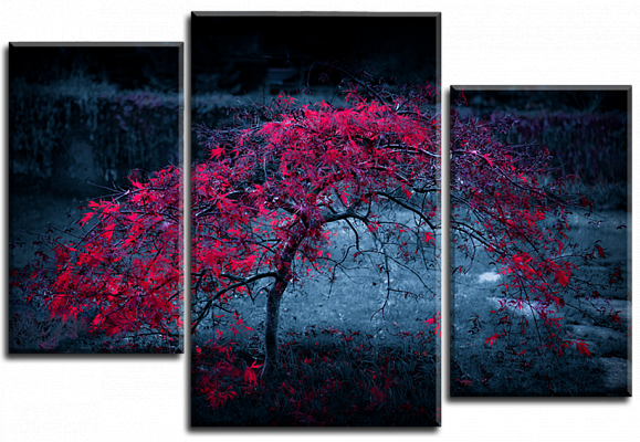 Картина Багряне дерево 2 - З трьох частин 