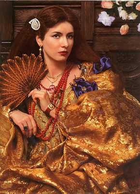 Картина жінка в коричневий - Жіночі старовинні 