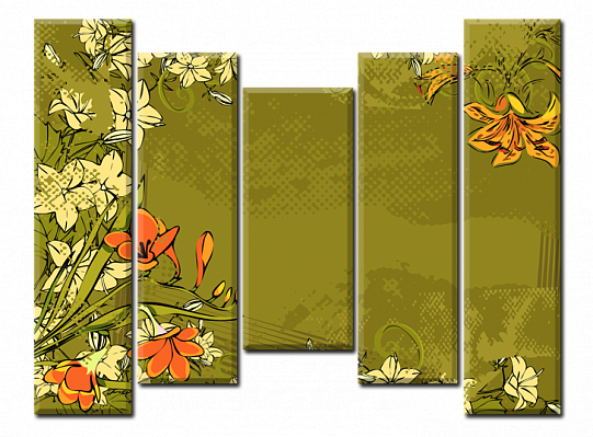 Картина Графічні квіти - З п'яти частин 