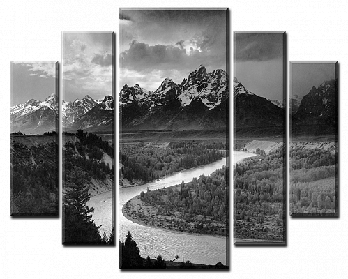 Картина Черно-белый пейзаж - Из пяти частей 