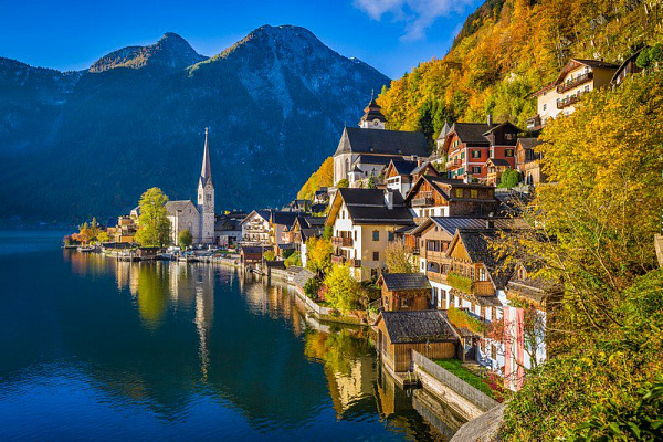 Картина Деревня в австрийских Альпах - Город 