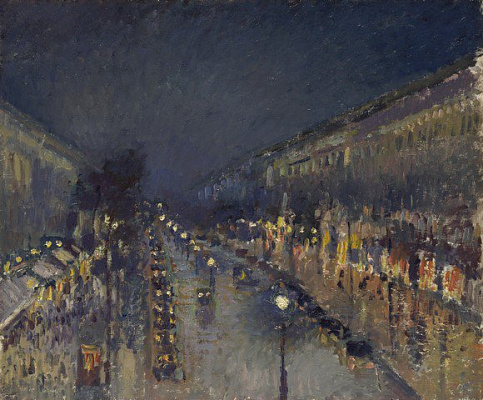 Картина Бульвар Монмартр, ночной эффект - Писсарро Камиль 