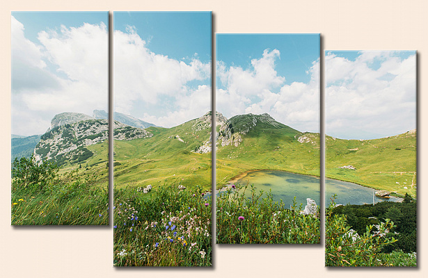 Картина Озеро у горах - З чотирьох частин 