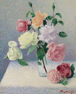 Картина Ашиль Ложе - Букет роз в стакане - Ложе Ашиль 