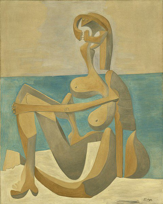 Картина Купальниця, що сидить на березі моря - Пікассо Пабло 