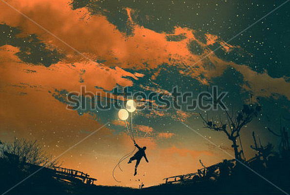 Картина Повітряні кулі на заході сонця - Луатонг Тіті 