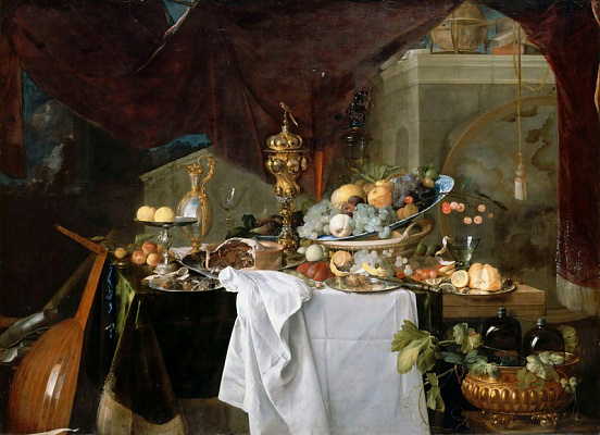 Картина Натюрморт с десертом - Ян Давидс де Хем  - Картины на кухню 