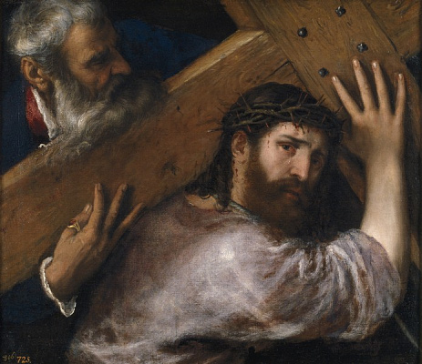 Картина Христос та Симон Киринейський - Вечелліо Тіціан 