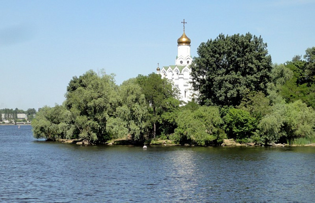 Картина Монастирський острів у Дніпрі - Місто 